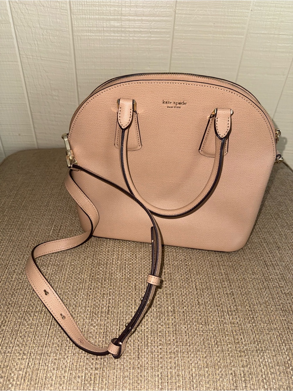 Kate Spade Light Brown Dome Satchel with Crossbody Strap